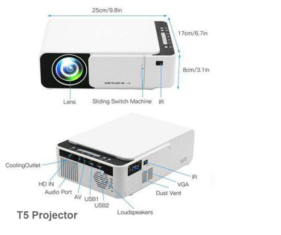 Mini Projecteur Portable Full HD LED T5