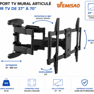 Swivel LED/Curved TV Wall Mount SH640P de 37" à 70"