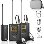 Système de microphone  sans fil  UHF double micro-cravate pour iPhone/Android, microphone caméra DSLR enregistrement de moniteur audio en temps réel émetteur Vlog 1 + récepteur 1