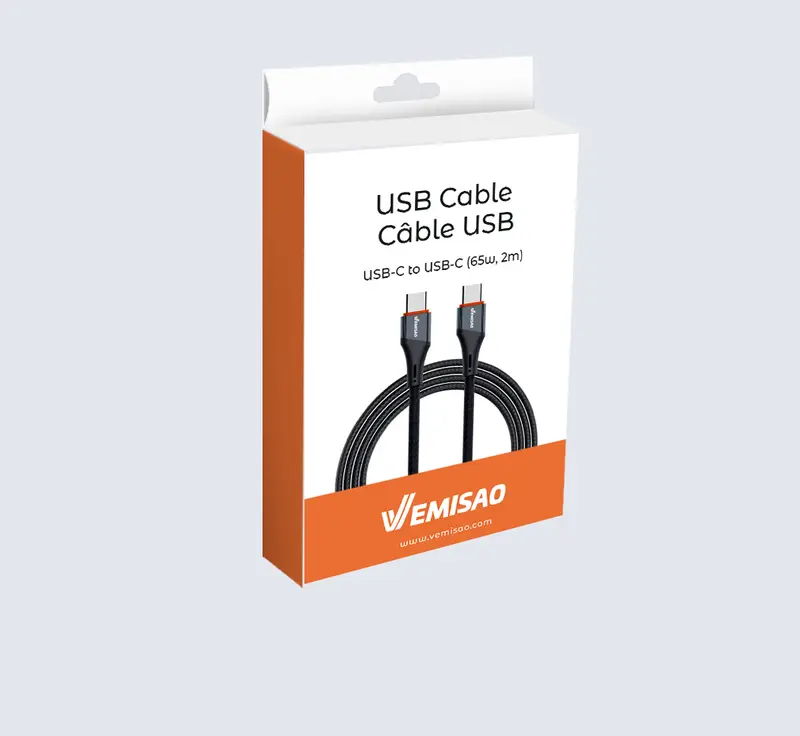 VEMISAO LC632C - Cordon de charge SUPER RAPIDE 65WATTS type c vers type c pour Android/ iphone / PC - 2mètre de long – Image 2