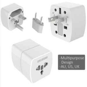 VEMISAO Z4 - Adaptateur de prise universel ABS VO avec broche UK/EU/US/AU et 2 prises universelles (6A)- BLanc