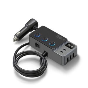 Adaptateur allume-cigare 3 prises USB/Type-C