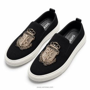 Chaussures Urban Crown Prestige -Mocassins Homme Slip -On Elégants avec Broderie Royale Dorée & Semelle Confort Antidérapante