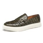 Royal Croco Gloss- Mocassins Homme en Cuir Verni Effet Crocodile, Double Boucle Metallique & Semelle Confort Antiderapante
