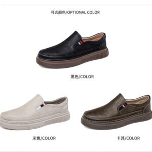 Comfort Slip-on Homme- Chaussures Casual Elegantes en Cuir Souple, Semelle Epaisse Antiderapante