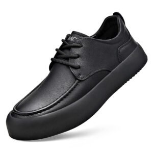 Chaussuress Homme Casual Respirantes a Lacets- Cuir Souple Perfore, Semelle Epaisse Antiderapantes, Style Moderne Polyvalente pour Quotidien et travail