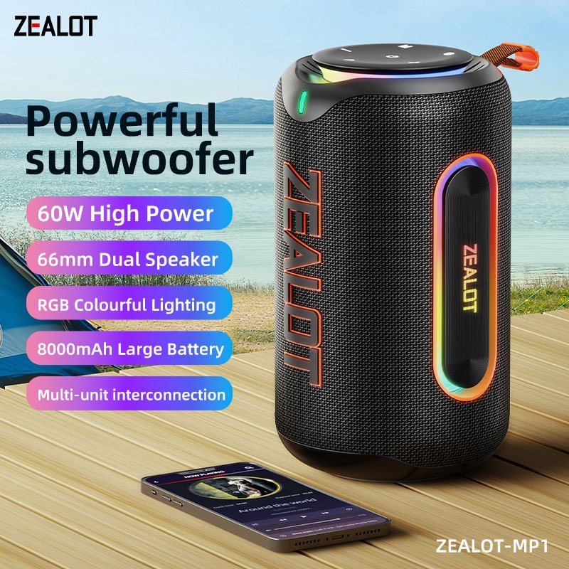 Zealot MP1 Portable Outdoor Bluetooth Speaker 60Watts IPX6 8000mAh – Image 2