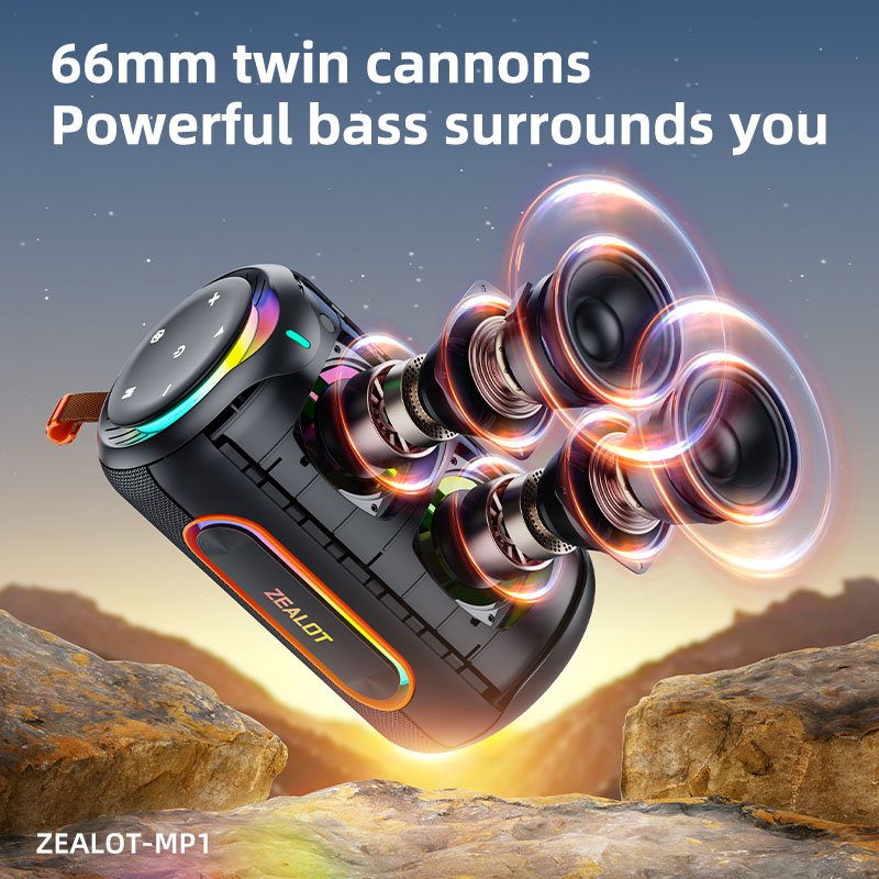 Zealot MP1 Portable Outdoor Bluetooth Speaker 60Watts IPX6 8000mAh – Image 4