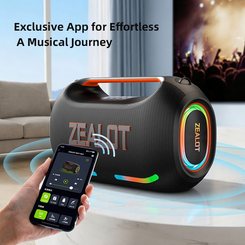 Enceinte Bluetooth Portable Ultra-Puissante ZEALOT ZE41 250W — Batterie 48000mAh Haute Autonomie, Éclairage RVB Dynamique & Étanchéité IPX6 – Image 5