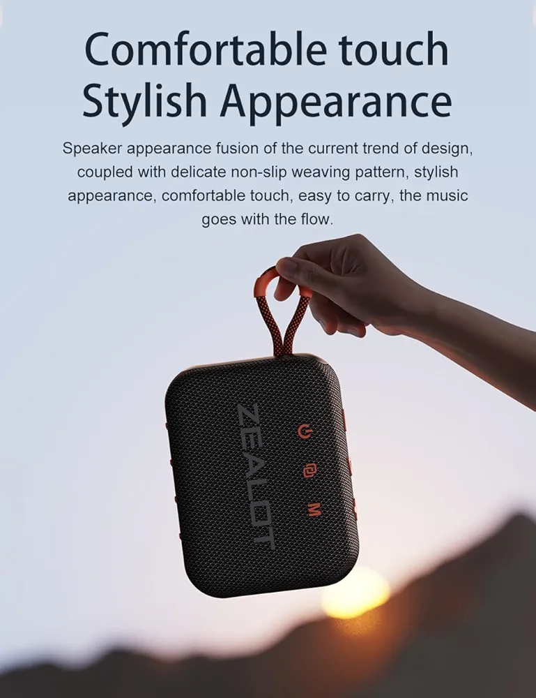 Zealot S75 Beach Speaker IPX6 Waterproof & Sandproof Portable Bluetooth 5.2 Speaker, 3000mah, 16W, 8H Playtime, Black – Image 2