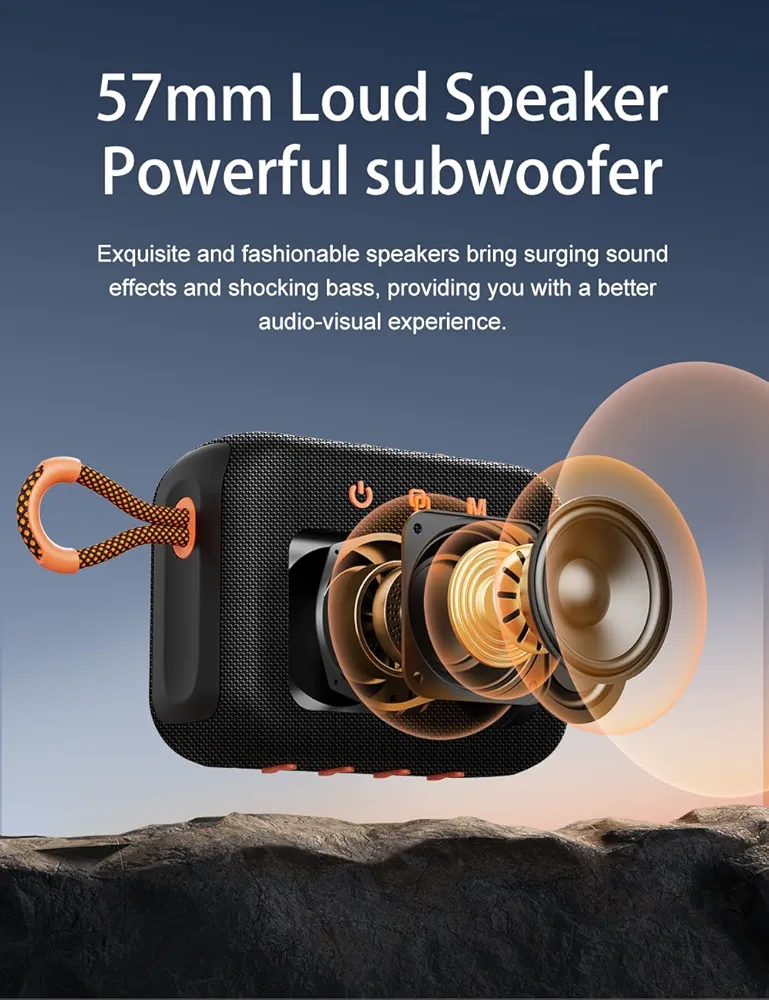 Zealot S75 Beach Speaker IPX6 Waterproof & Sandproof Portable Bluetooth 5.2 Speaker, 3000mah, 16W, 8H Playtime, Black – Image 4