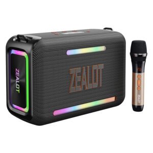 Enceinte Bluetooth ZEALOT S95M 120 Watts RMS, portable et sans fil, étanche IPX6, avec caisson de basses, éclairage LED, 40 h d'autonomie, égaliseur personnalisé, appairage stéréo TWS pour l'extérieur et les fêtes.