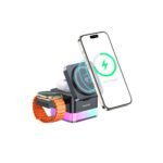 Chargeurs et câbles Chargeur sans fil AWEI W25 3 en 1, lampe de nuit RGB, allumage/extinction tactile, fixation magnétique, sortie sans fil 2,5 W pour montre connectée, noir | W25