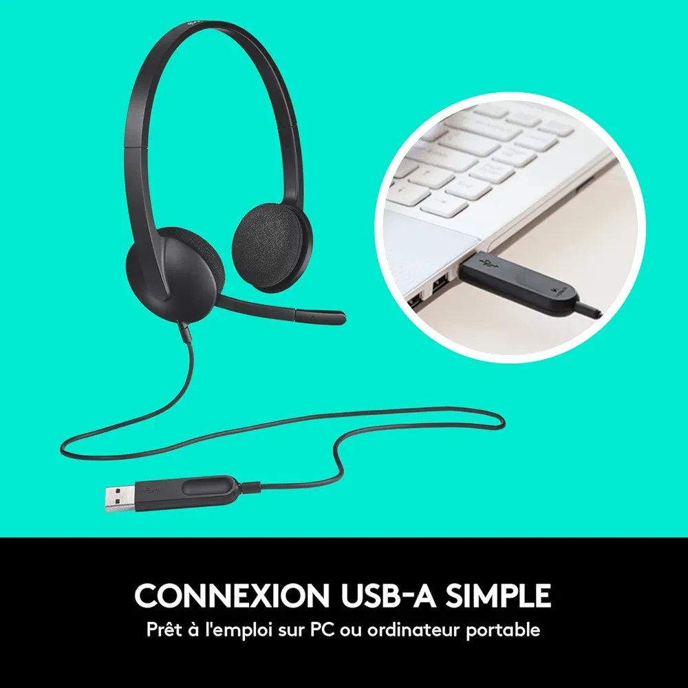 Logitech H340 Casque Filaire USB avec Micro Anti-Parasites – Image 6
