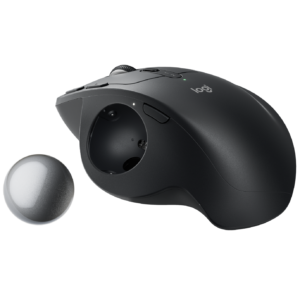 Logitech MX Ergo S souris trackball sans fil avancée, souris ergonomique sans fil rechargeable USB-C avec Bluetooth et dongle chiffré, 6 boutons programmables