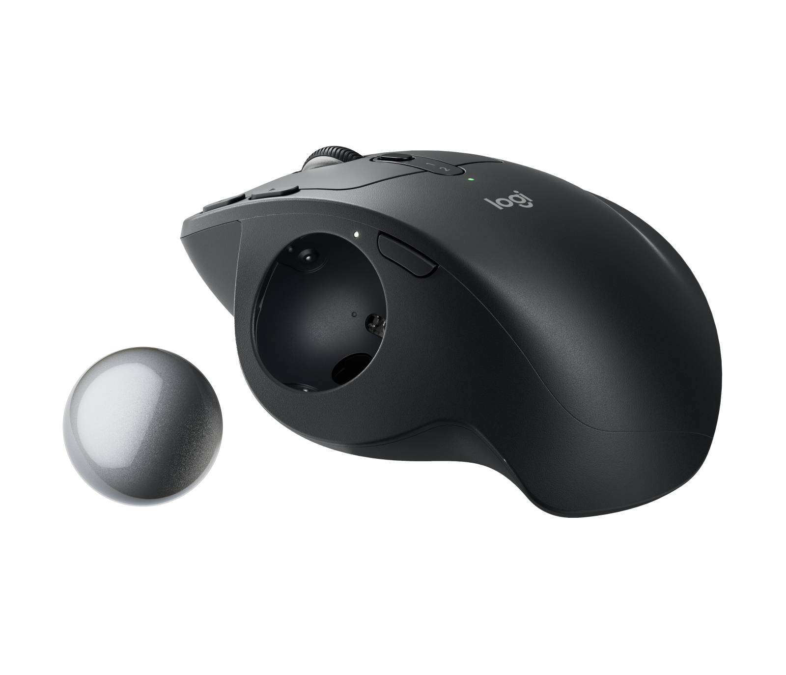 Logitech MX Ergo S souris trackball sans fil avancée, souris ergonomique sans fil rechargeable USB-C avec Bluetooth et dongle chiffré, 6 boutons programmables