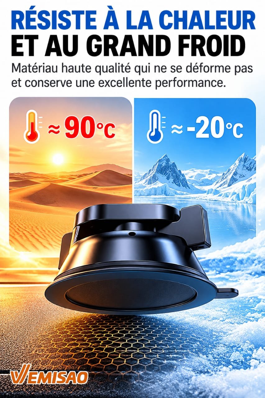 Support Téléphone Voiture Renforcé Multi-Articulé 360° à Ventouse Haute Adhérence – Image 3