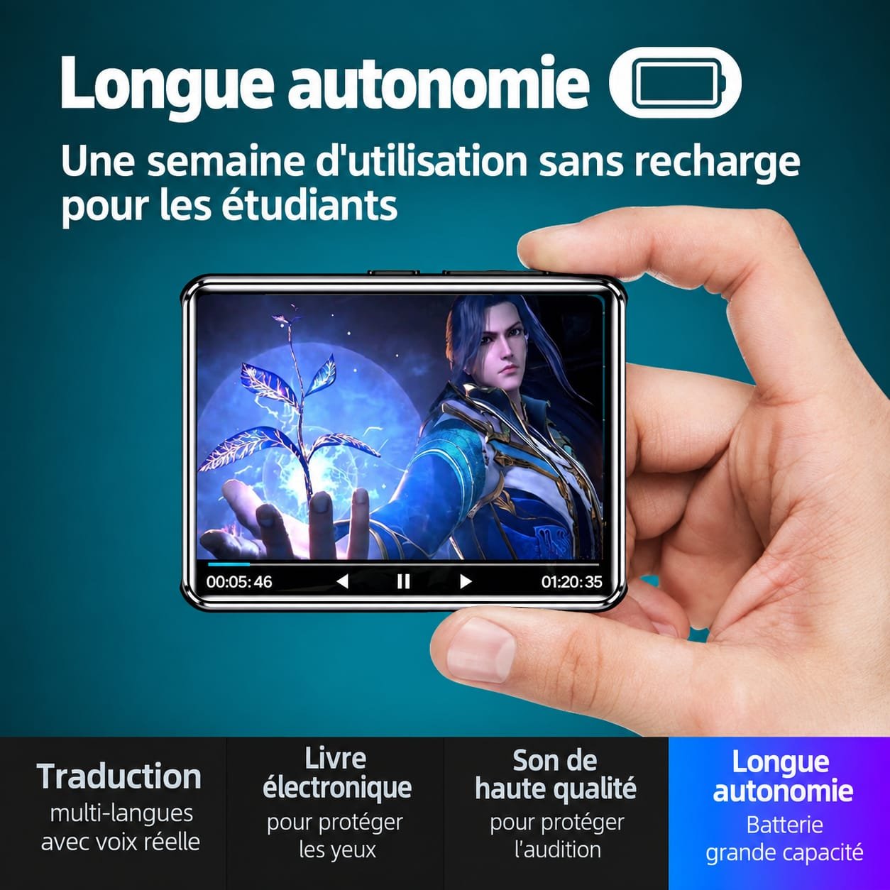 Lecteur Multimédia Portable MP3/MP4 Meibo A8 – Écran Tactile, Bluetooth & Haut-parleur – Image 2