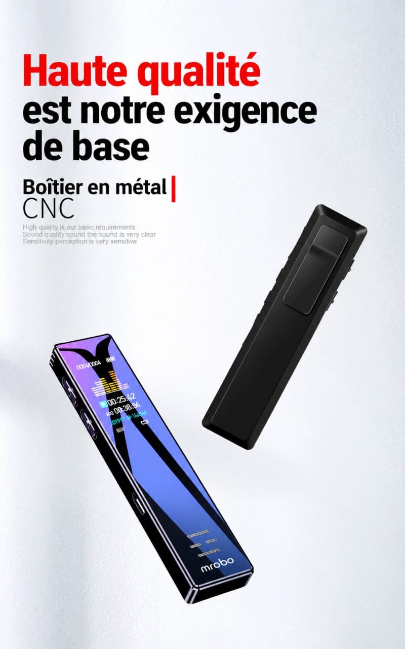 Enregistreur Vocal Numérique Mrobo A10 – Réduction de Bruit, Écran IPS & MP3 – Image 7