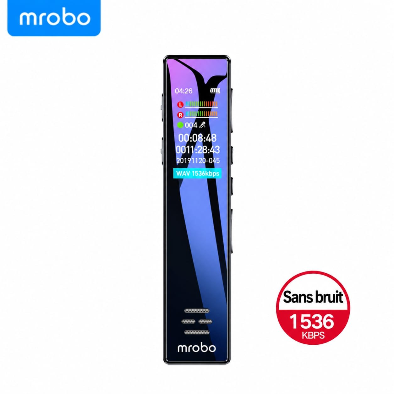 Enregistreur Vocal Numérique Mrobo A10 – Réduction de Bruit, Écran IPS & MP3 – Image 11