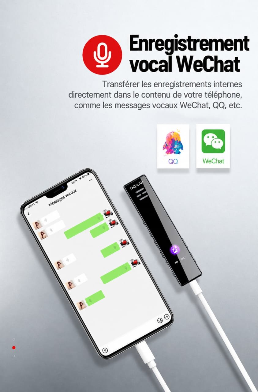 Enregistreur Vocal Numérique Mrobo A10 – Réduction de Bruit, Écran IPS & MP3 – Image 12