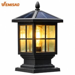 Lampadaire de Poteau Extérieur Hybride Solaire & Secteur LED – 40 cm