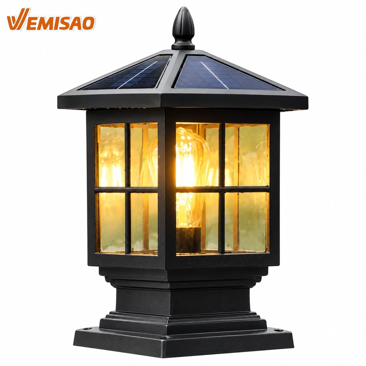 Lampadaire de Poteau Extérieur Hybride Solaire & Secteur LED – 40 cm